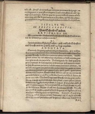 Titulus VII. De Rebus Creditis. Von Schuld-Sachen