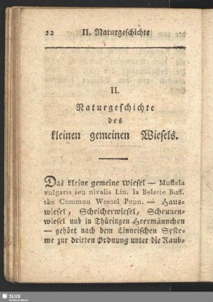 II. Naturgeschichte des kleinen gemeinen Wiesels