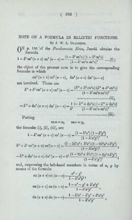 Note on a formula in elliptic functions.
