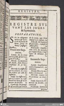 Registre Svivant Les Jours & sepmaines