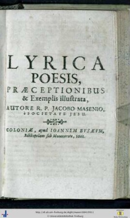 Lyrica poesis praeceptionibus et exemplis illustrata…