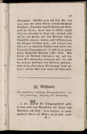 III. Abschnitt. Von mancherley künstlichen Düngungsmitteln, deren Zubereitung, Wirkung und Anwendung