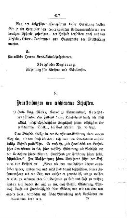 Beurtheilungen neu erschienener Schriften