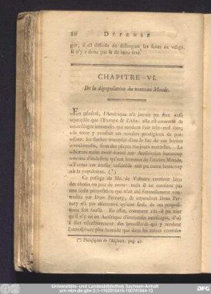 Chapitre VI. De la dépopulation du nouveau Monde.
