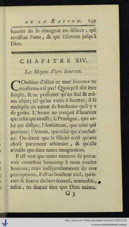 Chap. XIV. Des Moyens d’être heureux.