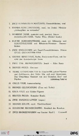 Silber – Kunstgewerbe – Gemälde – Elfenbein – Teppiche – Einzelmöbel – Herrenzimmer- und Speisezimmer-Möbel – Bechsteinflügel (Nr. 1-280)