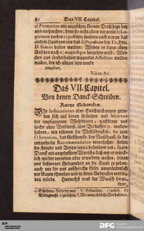 Das VII. Capitel. Von denen Danck-Schreiben.