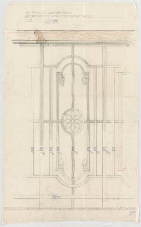 Thiersch, Friedrich von; Wiesbaden; Kurhaus - Geländer im Nordtreppenhaus (Schnitt)