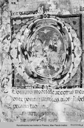Handschrift : Historisierte Initiale O: Trinität
