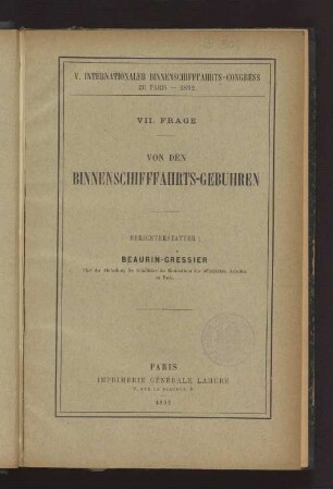 Frage VII,[2]: Von den Binnenschifffahrts-Gebühren