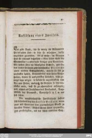 Auflösung eines Zweifels.