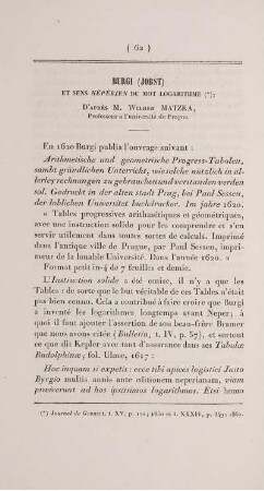 Burgi (Jobst) et sens nèpèrien du mot logarithme.