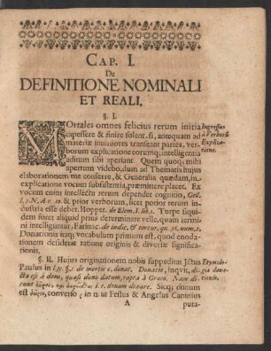Cap. I. De Definitione Nominali Et Reali.