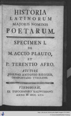 De M. Accio Plauto, et P. Terentio Afro