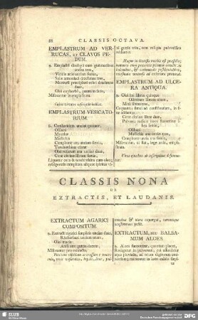 Classis Nona De Extractis, Et Laudanis