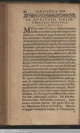 Ex Anastasii Bibliothecarii Ecclesiastica Historia