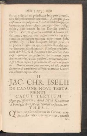 II. - JAC. CHRIST. ISELII de Canone Novi Testamenti. Caput Tertium. 363-374