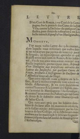 Lettre D'un Curé de Rouen