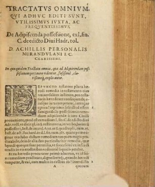 Caroli Molinaei ... Tractatvs De Frvctvvm Et Interesse Materia : Cvm Brevi Et Analitica Discussione De inofficiosis testamentis, Donationibus, & Dotibus, cum multorum iurium enucleatione ; Discvtitvr Etiam Qvaestio Vna ad materiam l. si vnquam C. de reuoc. donat. spectans, de donatione in contractu matrimonij celebrata