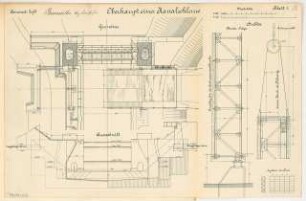 Straße über eine Kanalschleuse Monatskonkurrenz Januar 1911: Grundriss, Querschnitt 1:100. Hubtor: Grundriss, Längsschnitt 1:20; 2 Maßstabsleisten