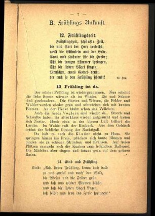 B. Frühlings Ankunft.