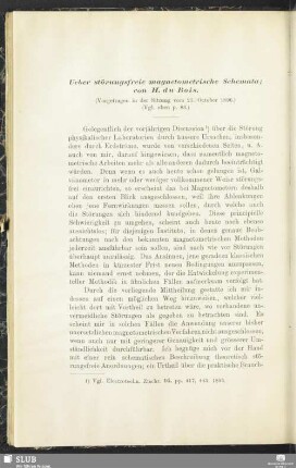 Ueber störungsfreie magnetometrische Schemata
