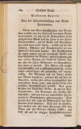 Siebentes Kapitel. Von der Staatsverfassung von Groß-Brittannien