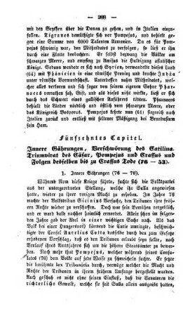 Fünfzehntes Capitel. Innere Gährungen, Verschwörung des Catilina. Triumvirat des Cäsar, Pompejus und Crassus und Folgen desselben bis zu Crassus Tode (76 - 53)