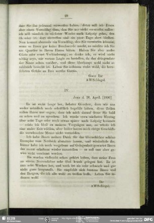 August Wilhelm von Schlegel an Georg Joachim Göschen, Jena, 26.04.1800