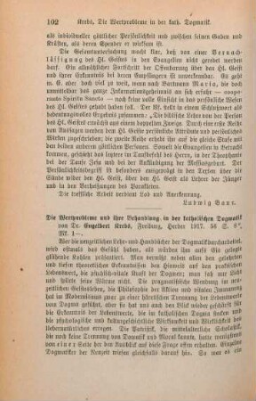 102-103 [Rezension] Krebs, Engelbert, Die Wertprobleme und ihre Behandlung in der kath. Dogmatik