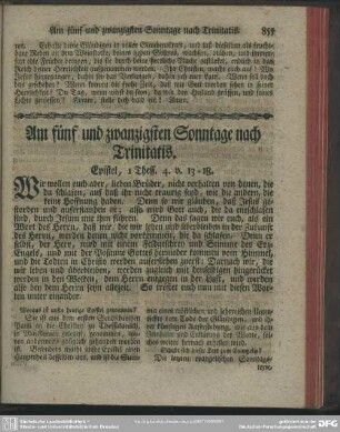 Am fünf und zwanzigsten Sonntage nach Trinitatis. Epistel, 1 Thess. 4. v. 13-18