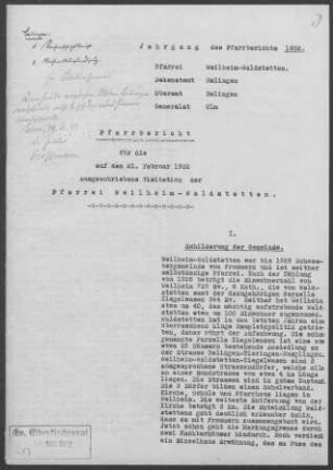Weilheim-Waldstetten: Pfarrbericht 1932