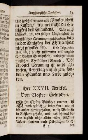 65 - 80, Der XXVII. Artikel. Von Kloster-Gelübden.