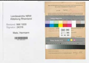 Entnazifizierung Hermann Matz, geb. 16.10.1892 (Lehrer)
