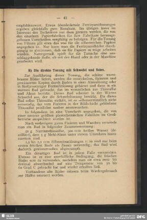 B) Die direkte Tonung mit Schwefel und Selen