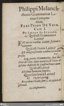 Philippi Melanchthonis Grammaticae Latinae Compendium