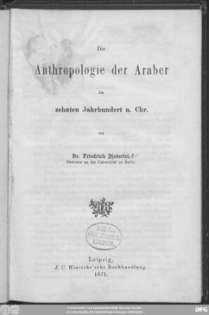 Die Anthropologie der Araber im 10. Jahrhundert