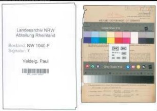Entnazifizierung Paul Valdeig , geb. 28.01.1905 (Zollbeamter)