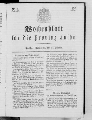 Nr. 8, Ausgabe vom 21. Februar 1857