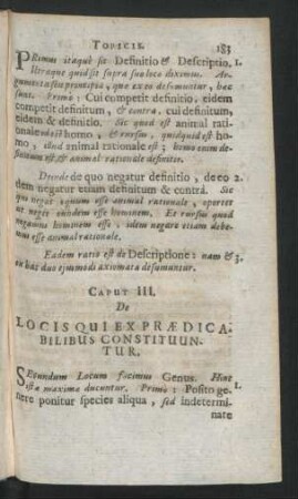 Caput III. De Locis Qui Ex Praedicabilibus Constituuntur.