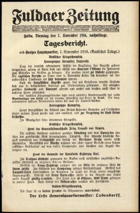Ausgabe vom Dienstag, den 07. November 1916.