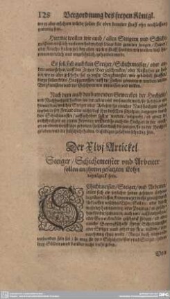 Der XLVI. Artickel. Steiger/ Schichtmeister und Arbeiter sollen an ihrem gesatzten Lohn begnügick sein.