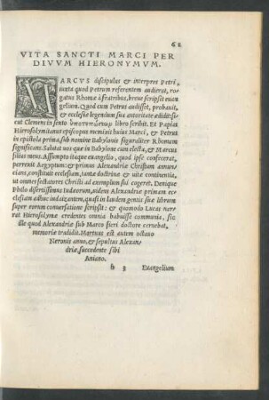 Vita Sancti Marci Per Divum Hieronymum.