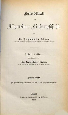 Handbuch der allgemeinen Kirchengeschichte, 2