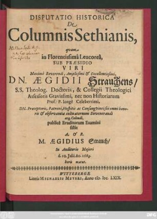 Disputatio Historica De Columnis Sethianis