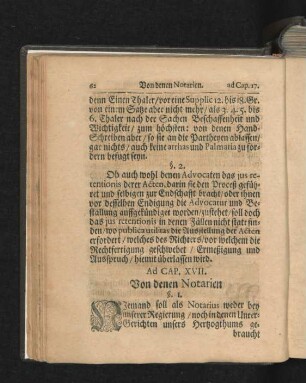 Ad Cap. XVII. Von denen Notarien. § I. - 2.