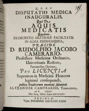 Disputatio Medica Inauguralis, Qua De Aquis Medicatis