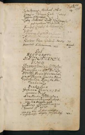 Winterhalbjahr 1675/1676. Rektorat Ludwig Herzog von Württemberg (Prorektor: Johann(es) Grave/Gravius)