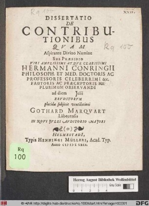 Dissertatio De Contributionibus