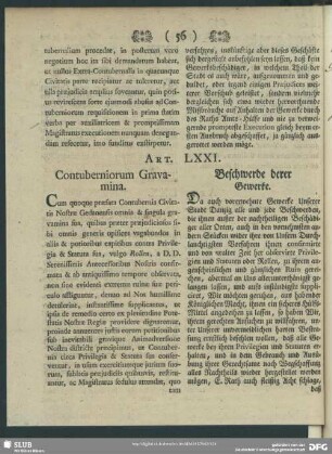 Art. LXXI. Contuberniorum Gravamina